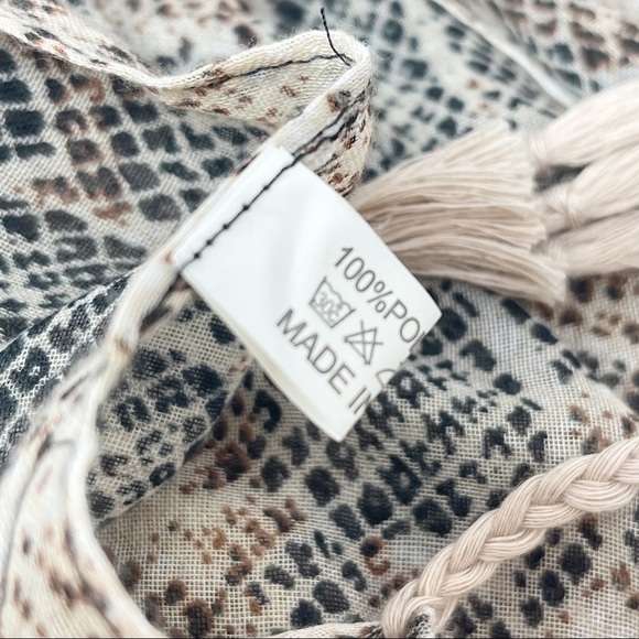 Women’s Python Animal Print Beige Brown Topper Kimono Swim Cover Tassels - Picture 7 of 7